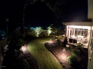 Lights in Backyard of 108 Sea Grove Lane- Home For Sale in Beaufort, NC