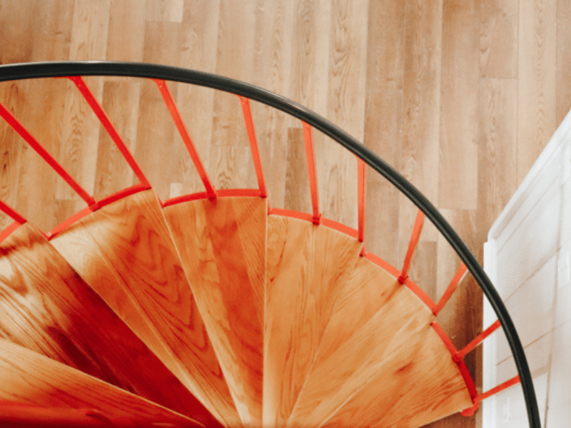 gorgeous red spiral staircase