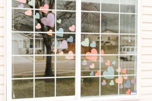 COVID Hearts on windows for essential workers