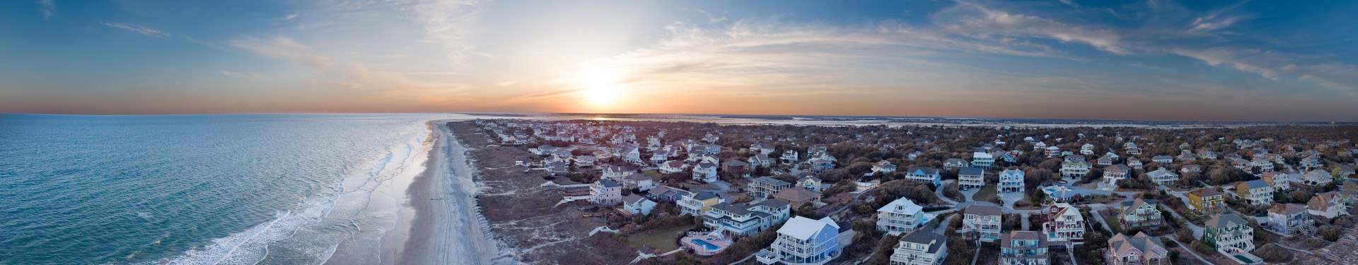 Aerial view of the Atlantic Beach to Emerald Isle NC Vacation rentals