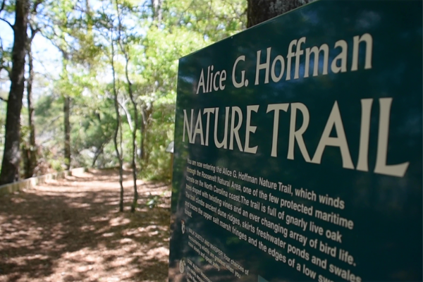 Trail sign entering the Alice G Hoffman Trail
