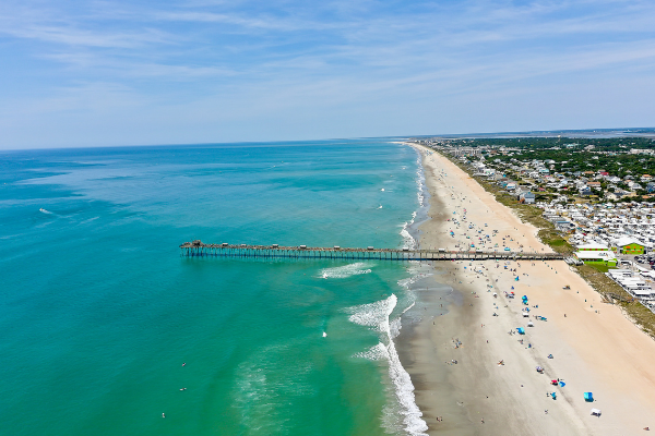 Aerial view of the popular Bogue Inlet Pier