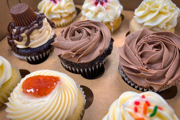 A Variety of Cupcakes in a tray
