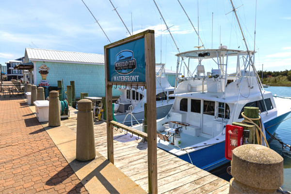 Boats docked at downtown morehead city