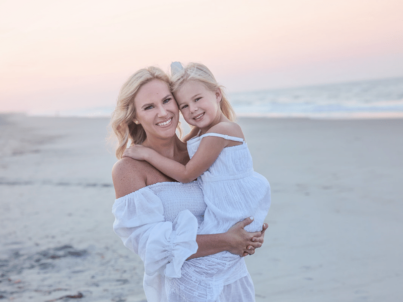 Mother and daughter enjoying a day at the beach on Emerald Isle NC