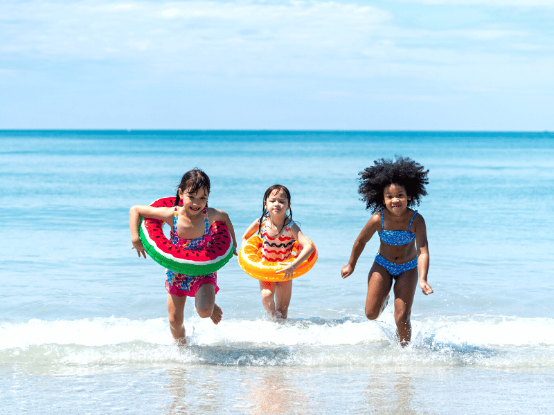 kids having fun on the beach