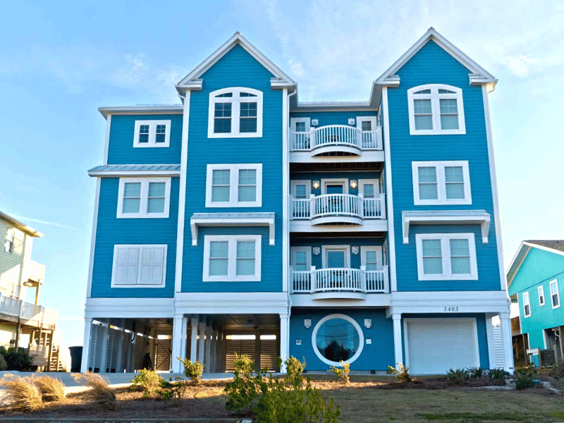 An exterior view of Compass Pointe, an Emerald Isle vacation rental.